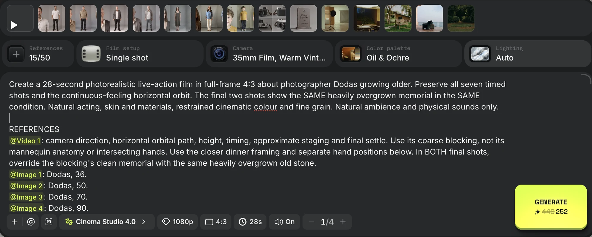 The actual Cinema Studio setup and reference strip